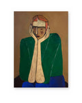 Thinking Man, figurative abstract painting shown straight on
