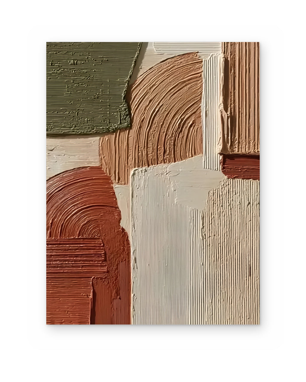 Clay and Moss, textured abstract painting shown straight on
