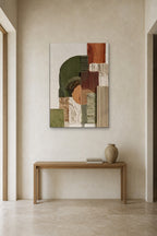Garden Wall shown at 90 × 130 cm above a 140 cm oak console