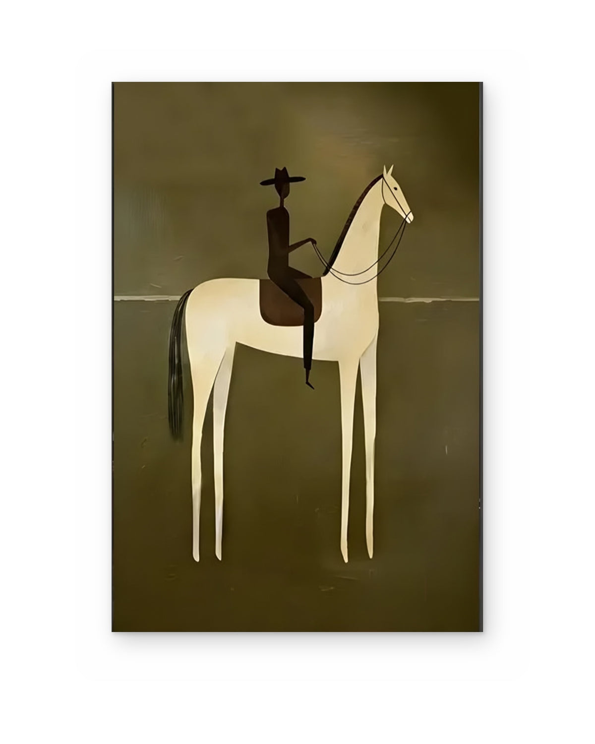 Rider on a White Horse, figurative abstract painting shown straight on