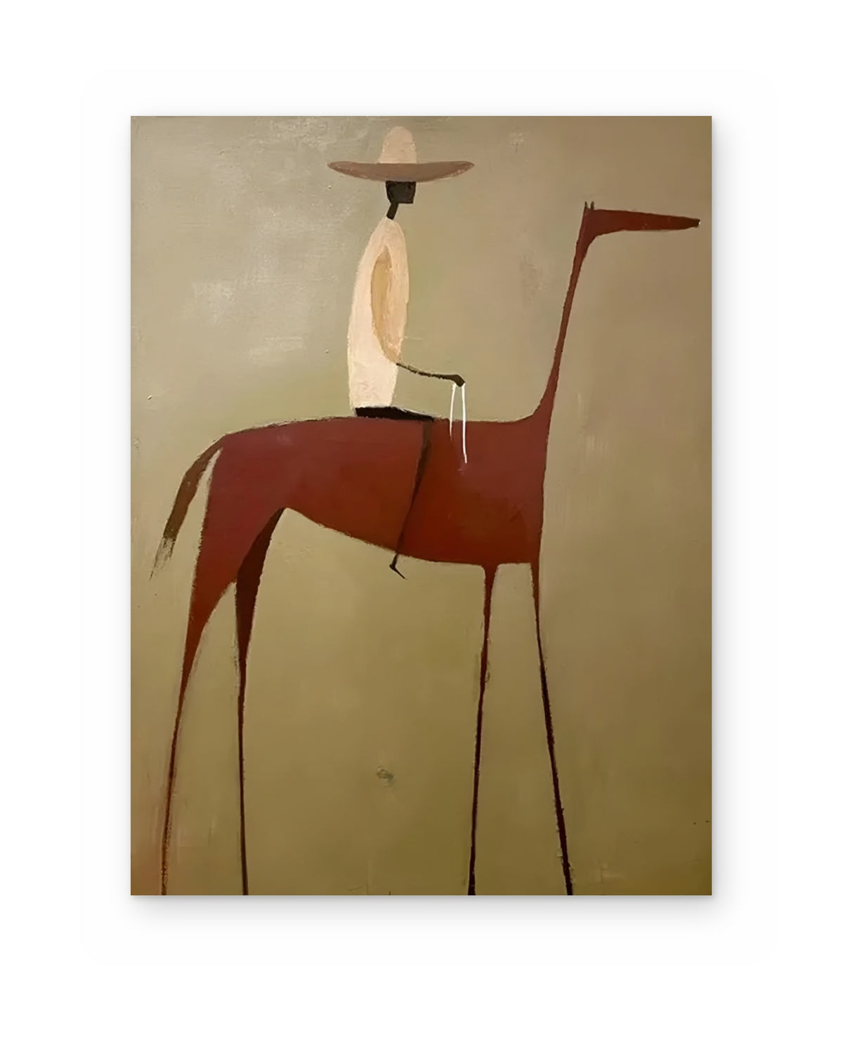 The Red Horse, figurative abstract painting shown straight on