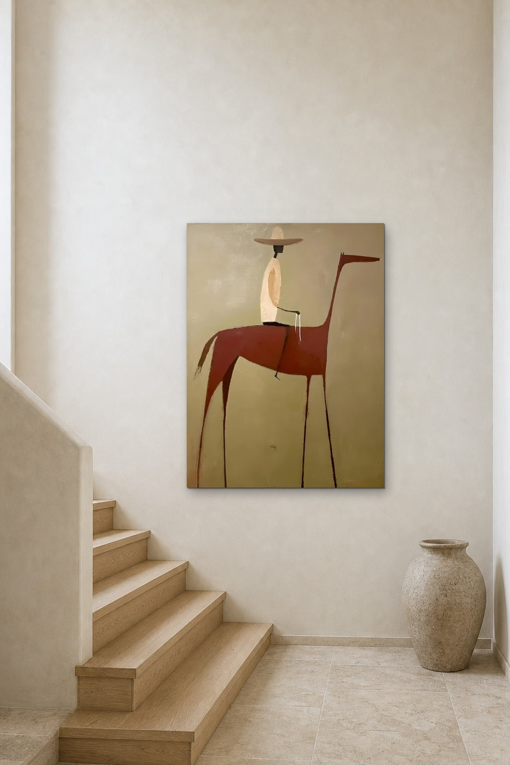 The Red Horse shown at 90 × 120 cm above a stair landing