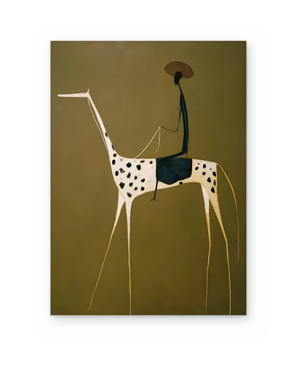 Dalmatian Horse, figurative abstract painting shown straight on