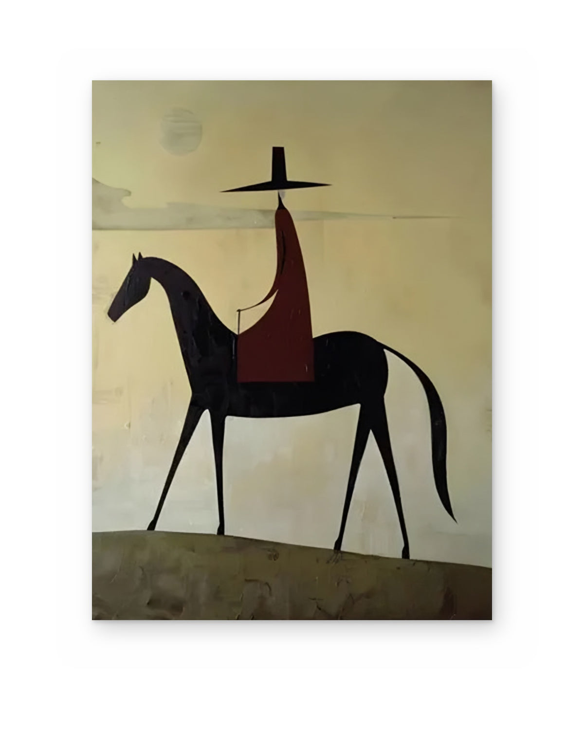 Rider at Dusk, figurative abstract painting shown straight on