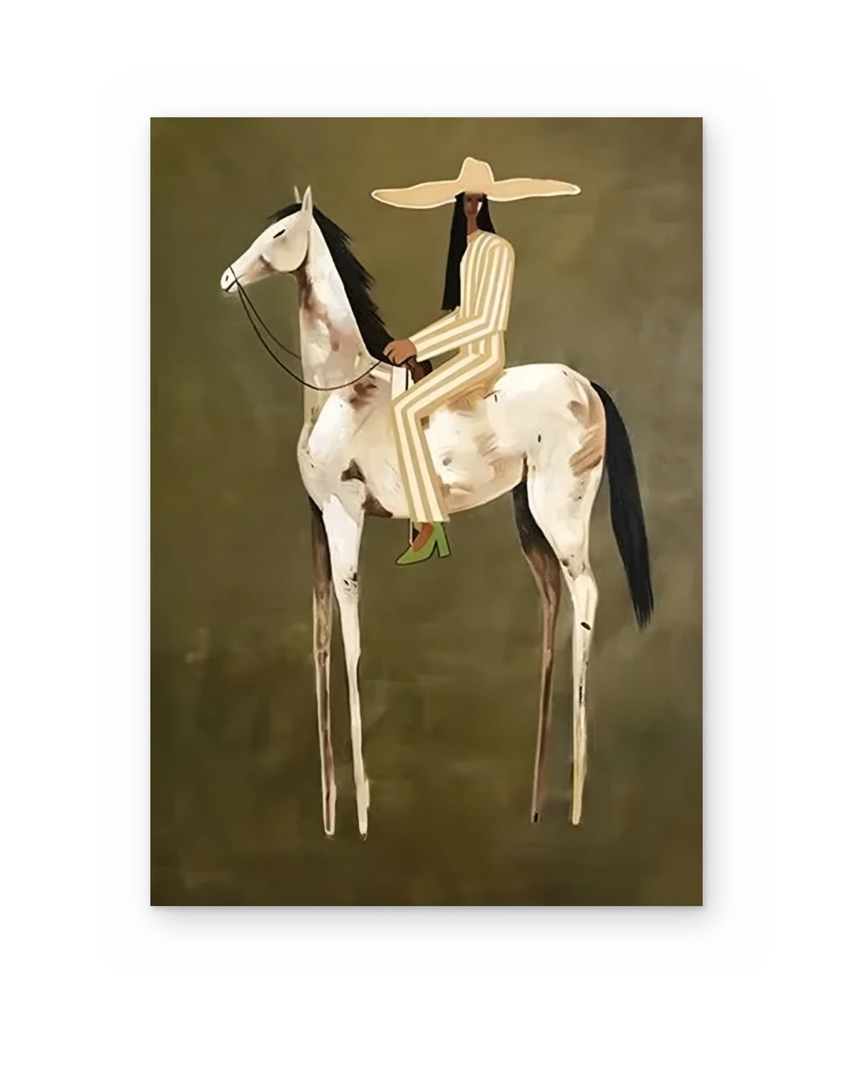The Painted Horse, figurative abstract painting shown straight on