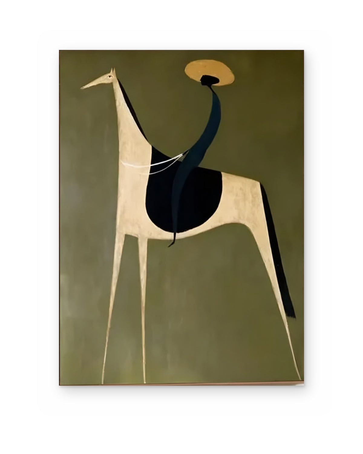 Rider in a Straw Hat, figurative abstract painting shown straight on