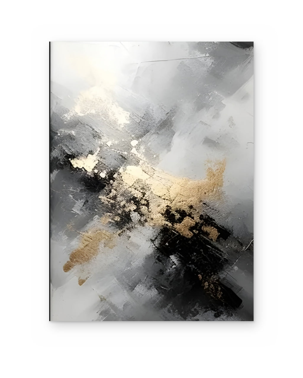 Silver and Gold, hand-painted abstract painting shown straight on