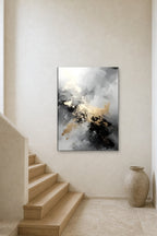 Silver and Gold shown at 90 × 130 cm above a stair landing