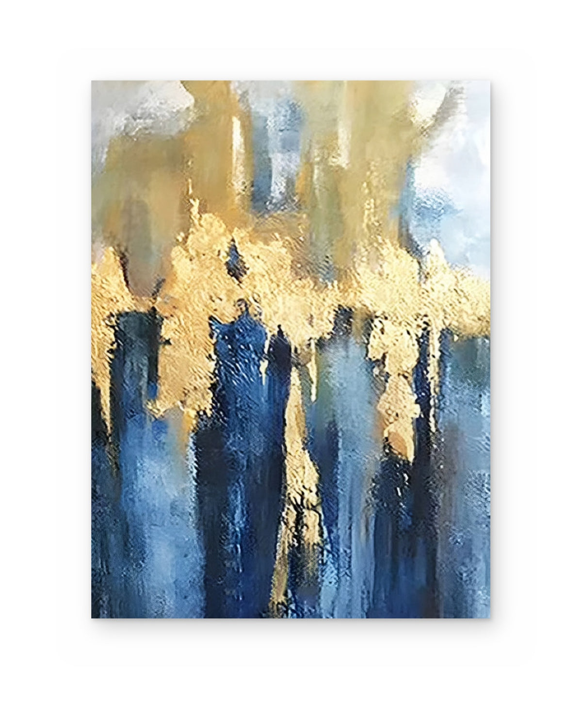 Golden Rain, hand-painted abstract painting shown straight on