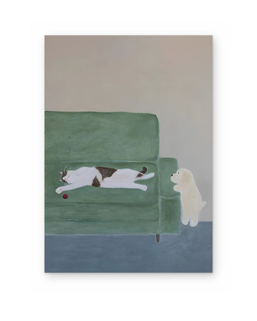 Afternoon Nap, figurative abstract painting shown straight on