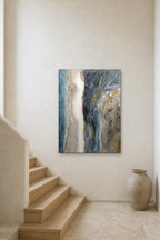 River Stone shown at 90 × 130 cm above a stair landing