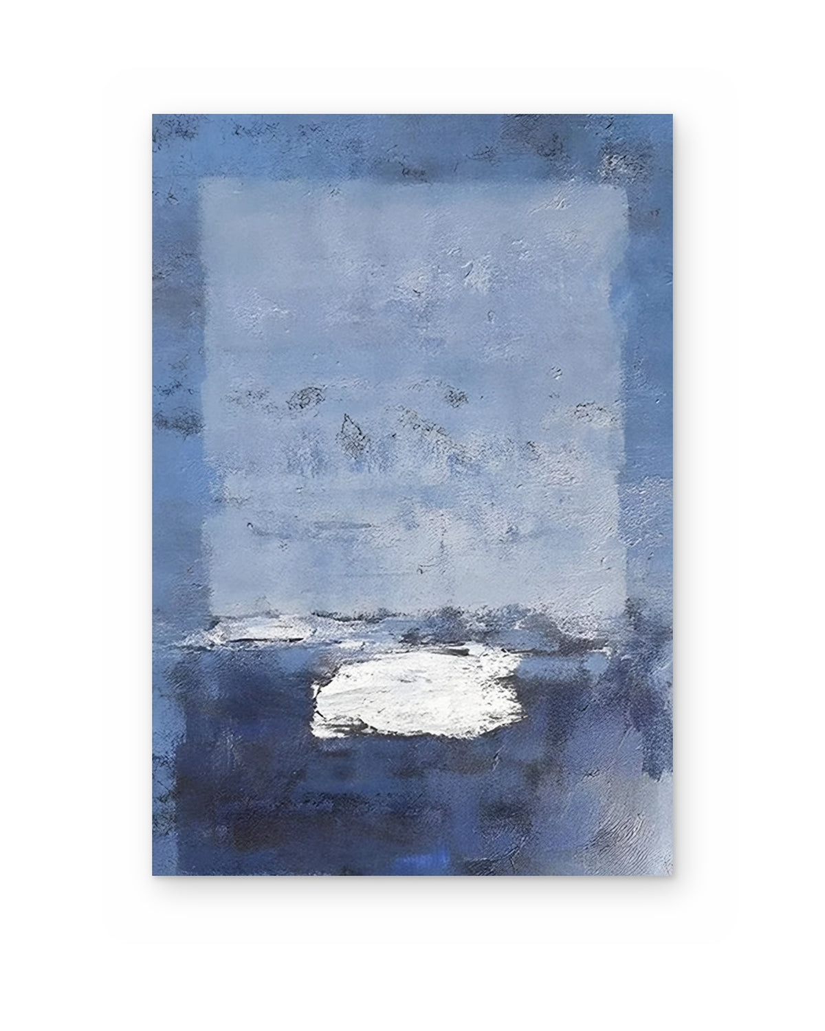 Blue Window, hand-painted abstract painting shown straight on