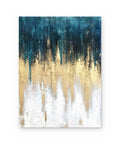 Teal and Gold, textured abstract painting shown straight on