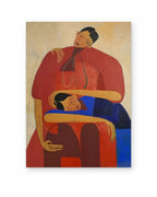 Mother and Child, figurative abstract painting shown straight on