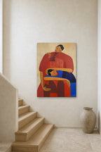 Mother and Child shown at 90 × 120 cm above a stair landing