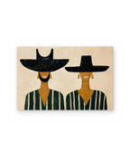 Golden Earrings, figurative abstract painting shown straight on