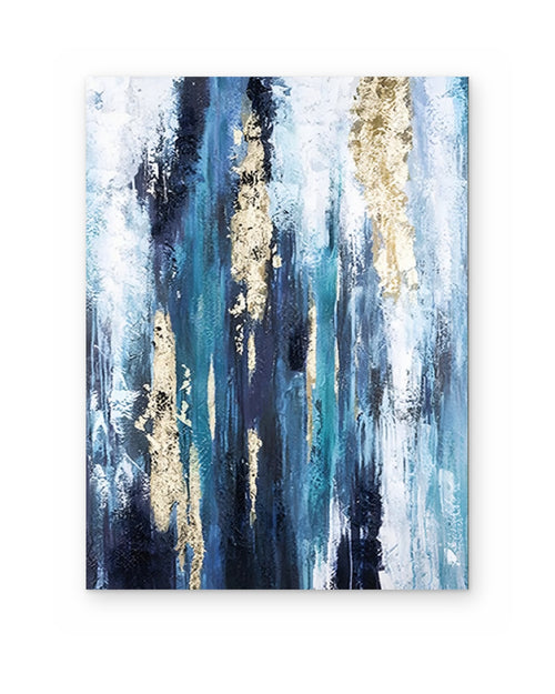 Blue Cascade, hand-painted abstract painting shown straight on
