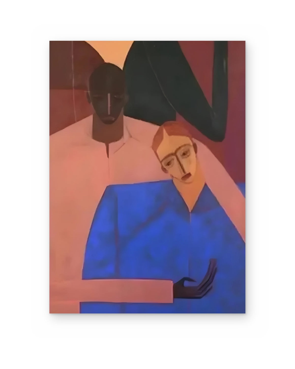 The Embrace, figurative abstract painting shown straight on