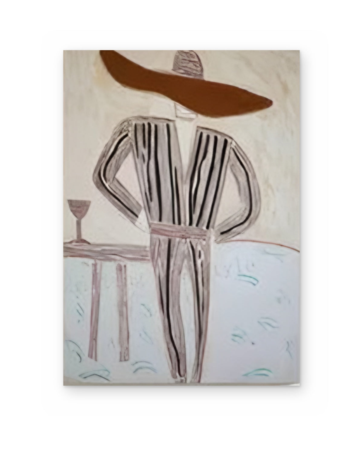 Man in a Striped Suit, figurative abstract painting shown straight on
