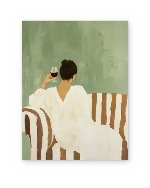 A Glass of Red, figurative abstract painting shown straight on