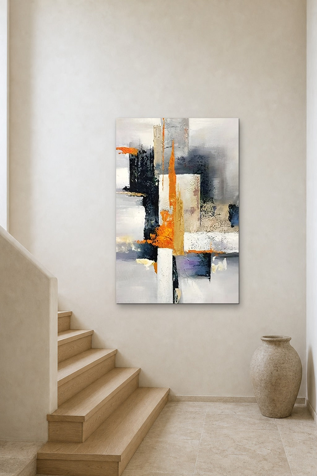 Orange Signal shown at 90 × 130 cm above a stair landing