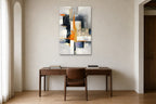 Orange Signal shown at 70 × 100 cm above a 160 cm walnut desk