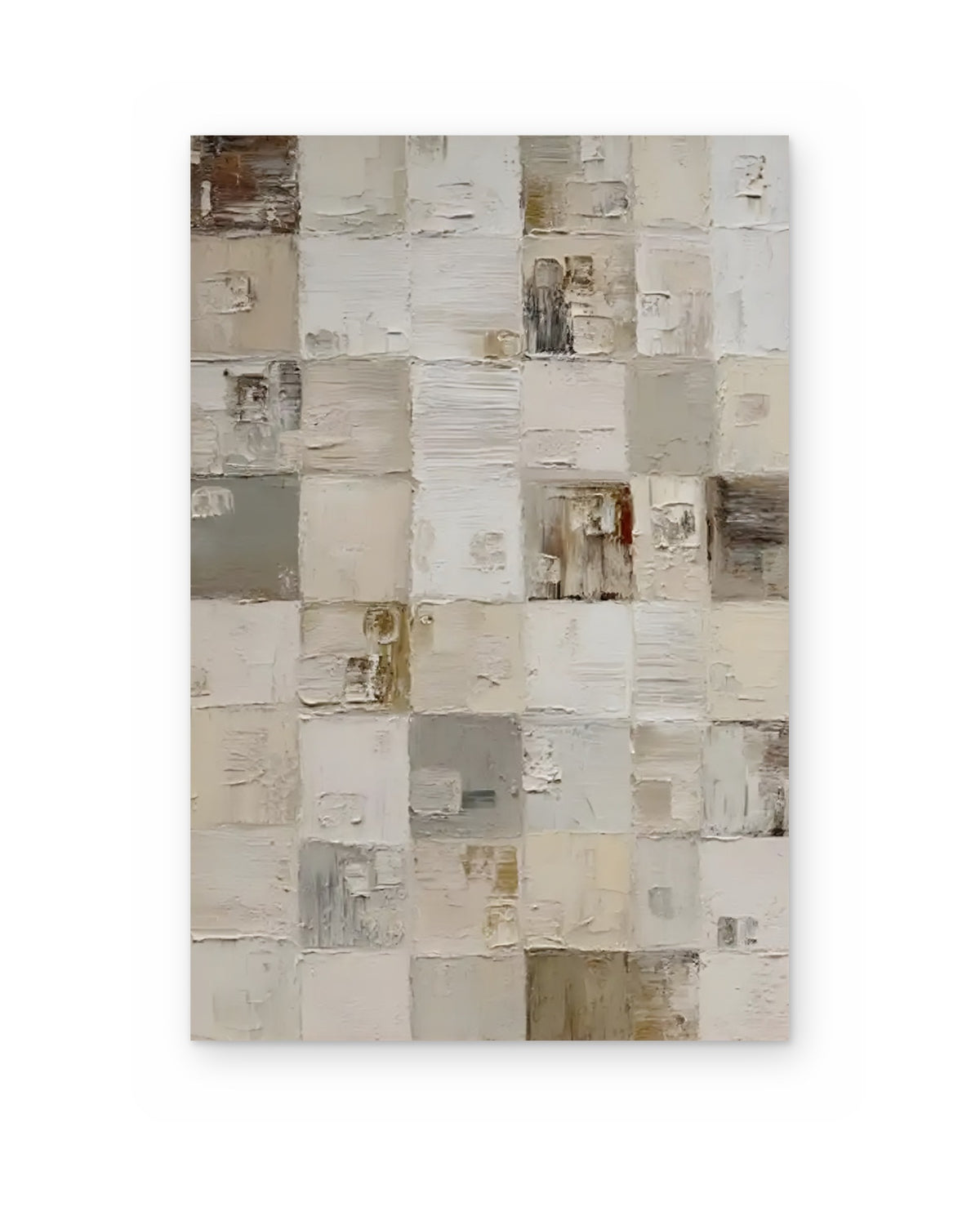 Linen Squares, textured abstract painting shown straight on
