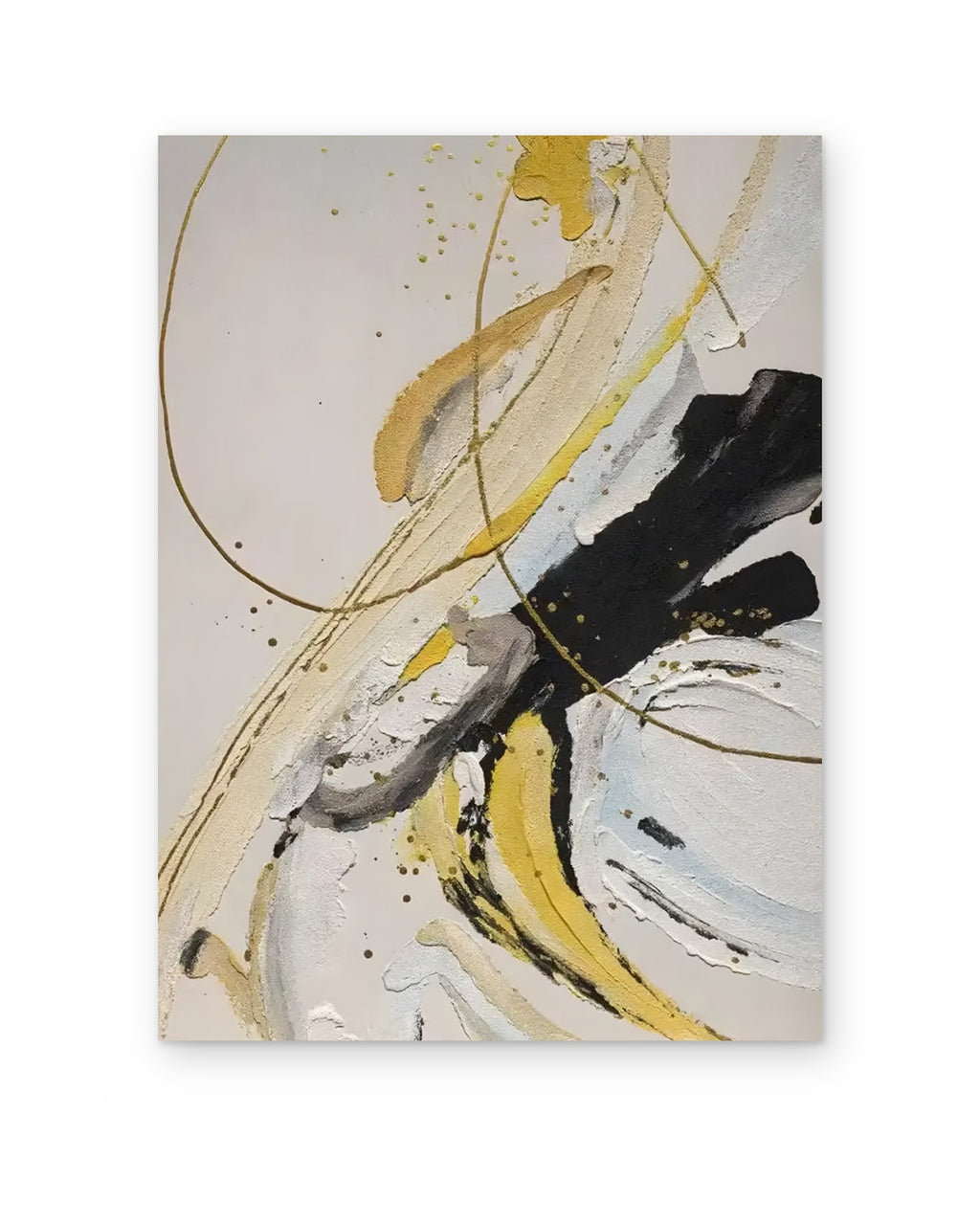 Gold Lines, textured abstract painting shown straight on
