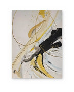 Gold Lines, textured abstract painting shown straight on