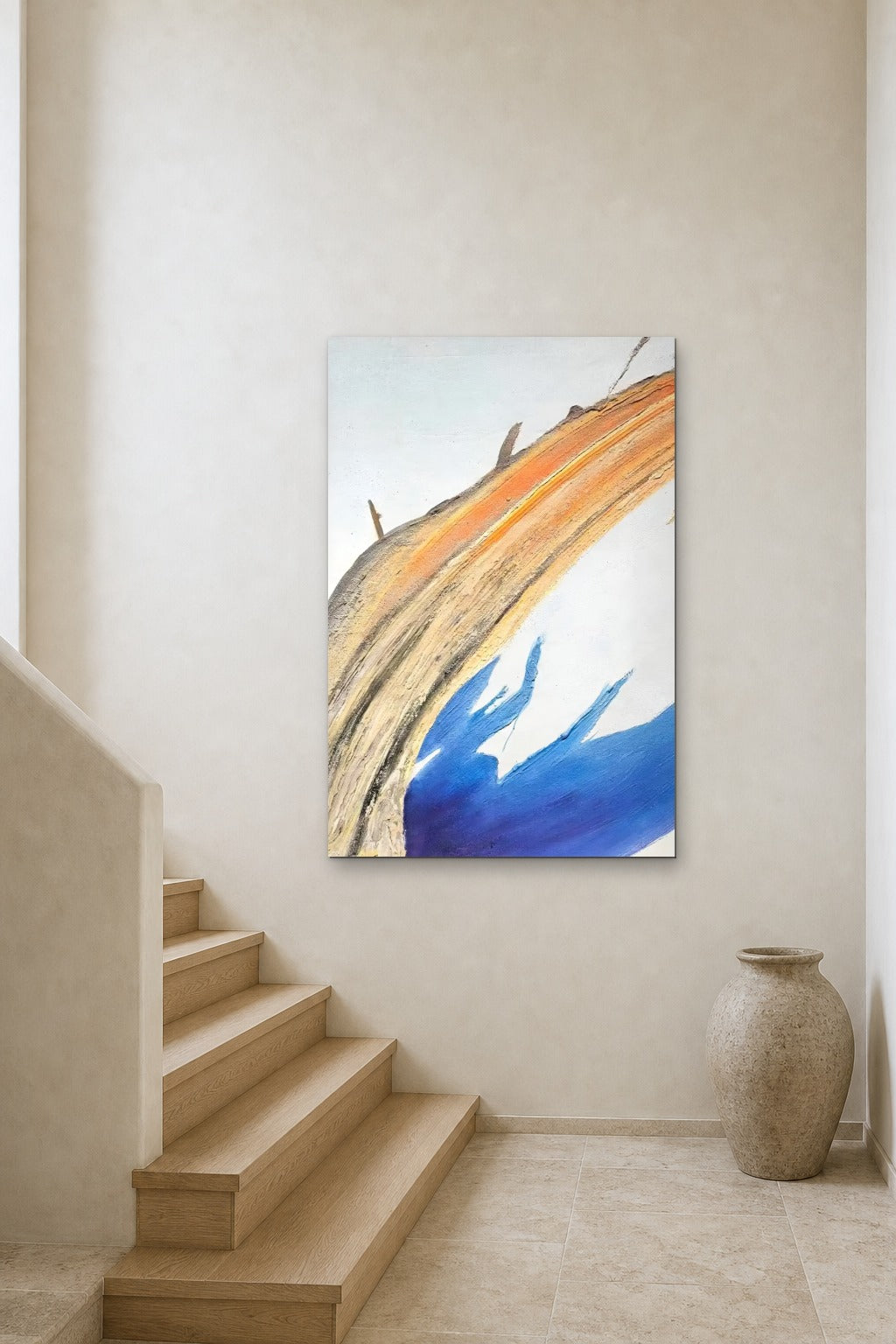Orange Arc shown at 90 × 130 cm above a stair landing