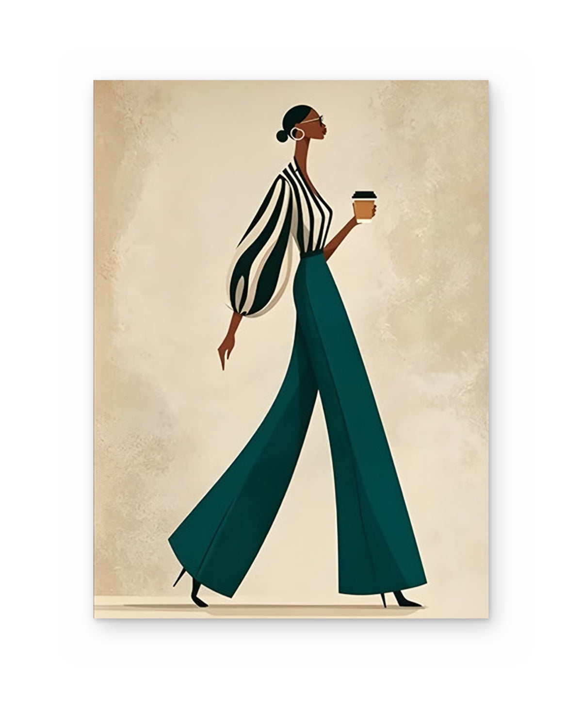 Morning Stride, figurative abstract painting shown straight on