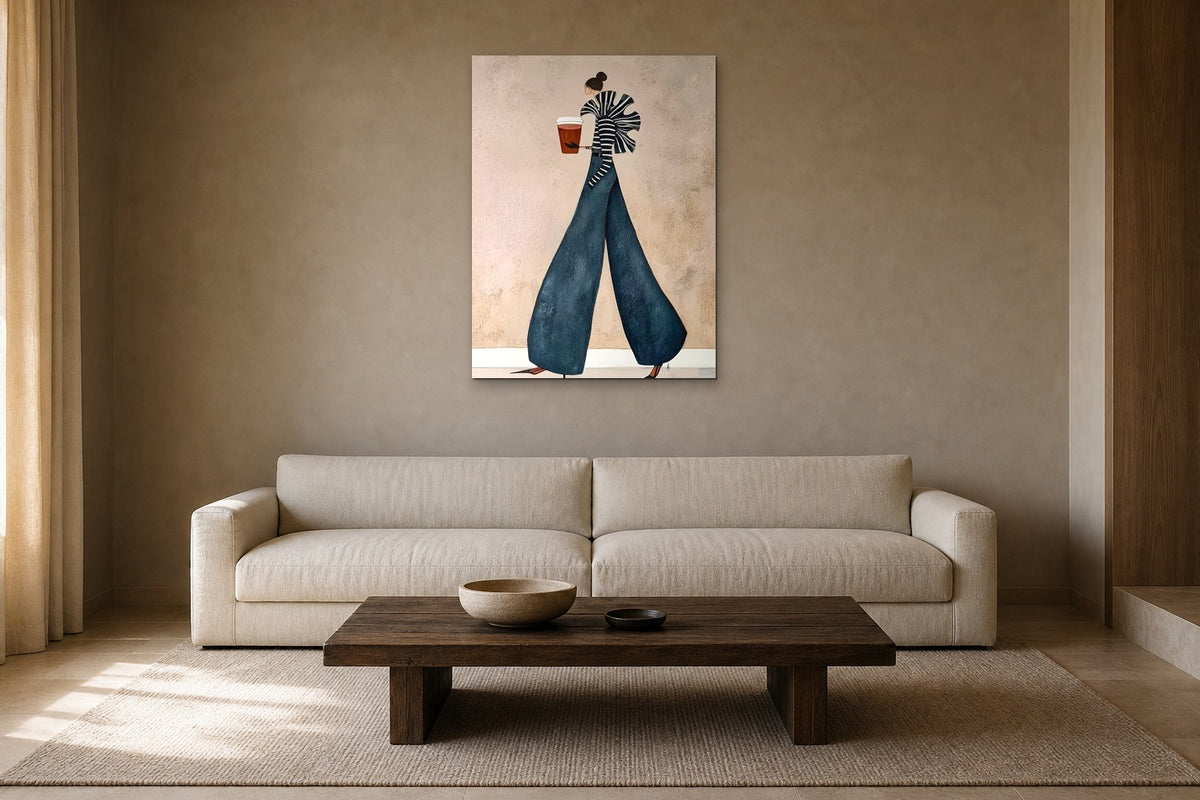 Striped Sleeves shown at 70 × 100 cm above a 230 cm linen sofa