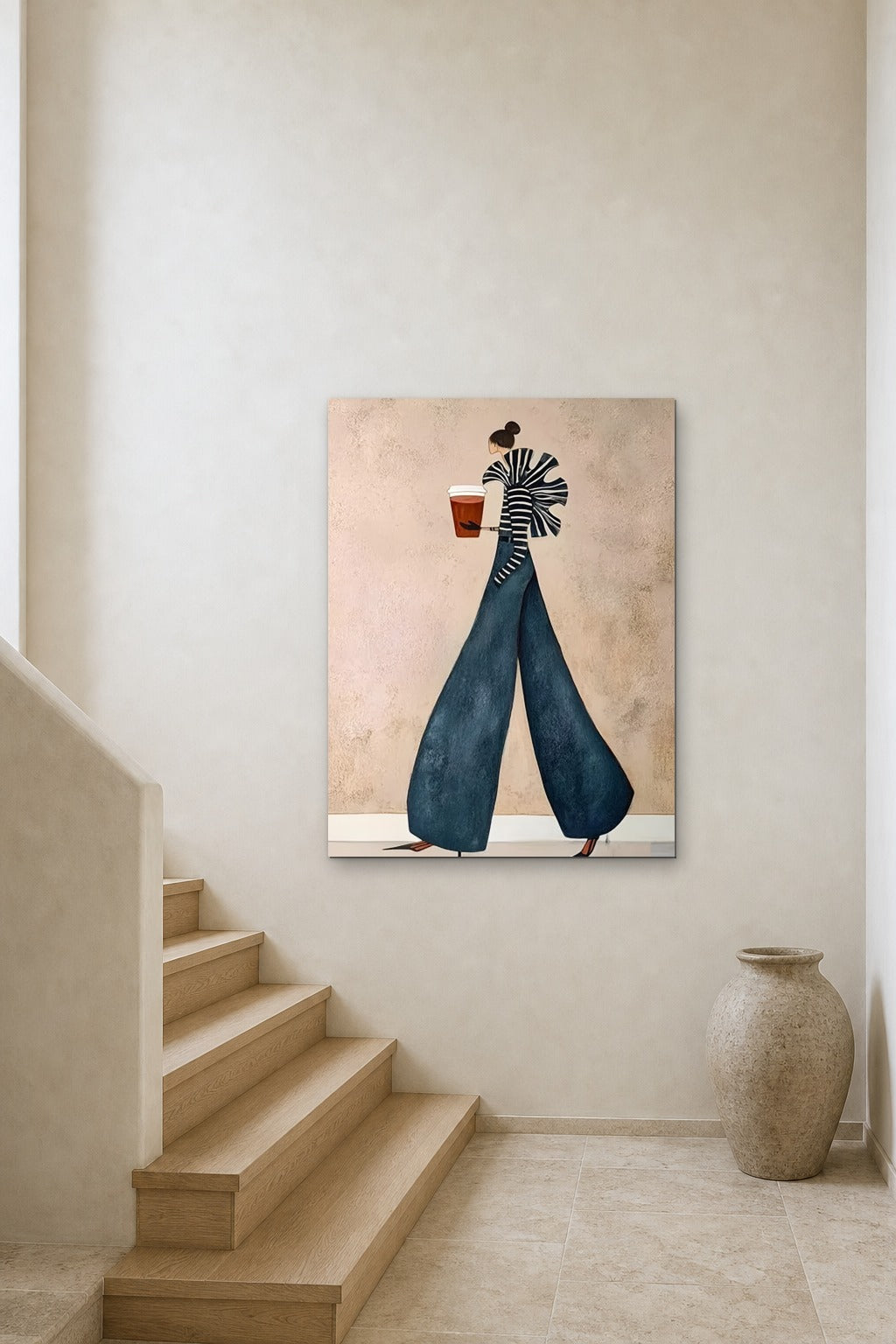 Striped Sleeves shown at 90 × 120 cm above a stair landing