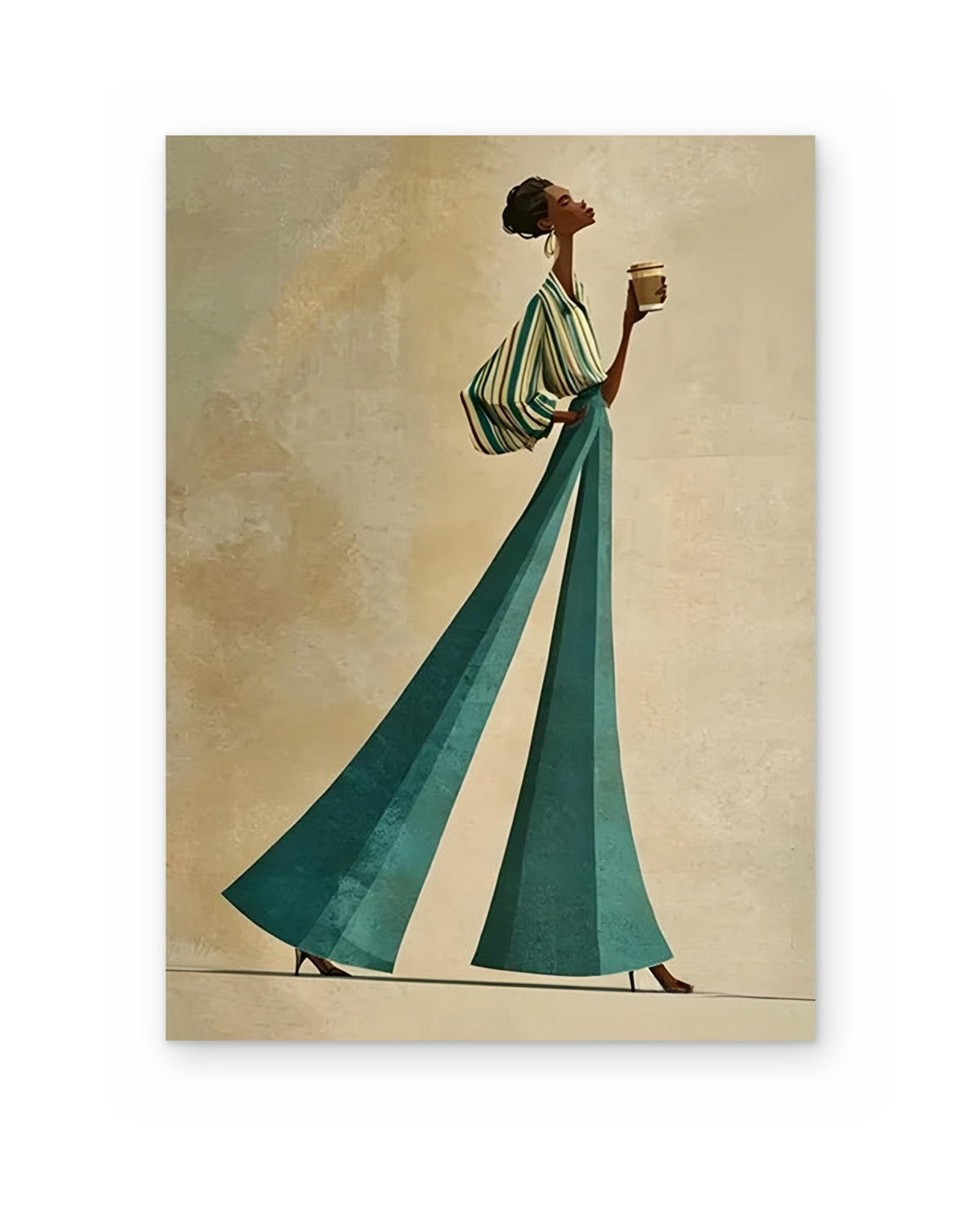 Emerald Trousers, figurative abstract painting shown straight on