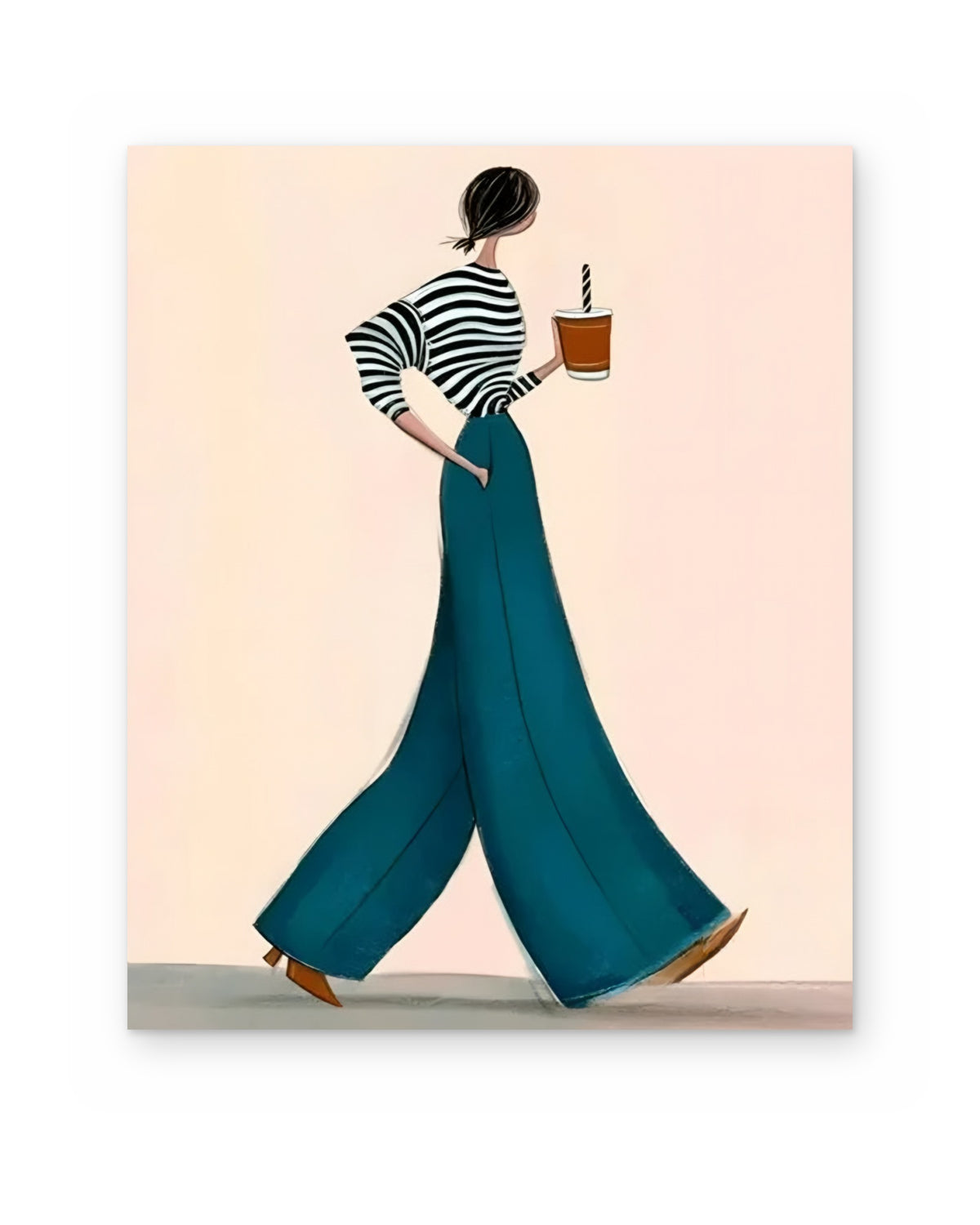 Coffee to Go, figurative abstract painting shown straight on