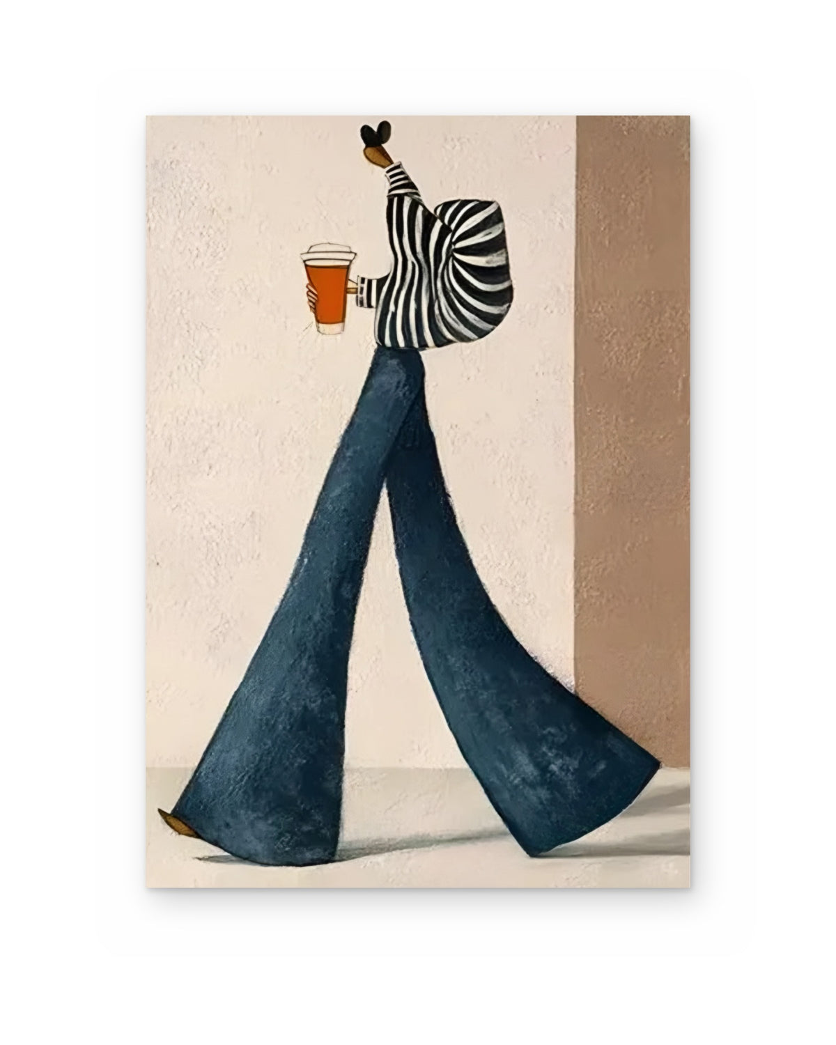 The Coffee Run, figurative abstract painting shown straight on