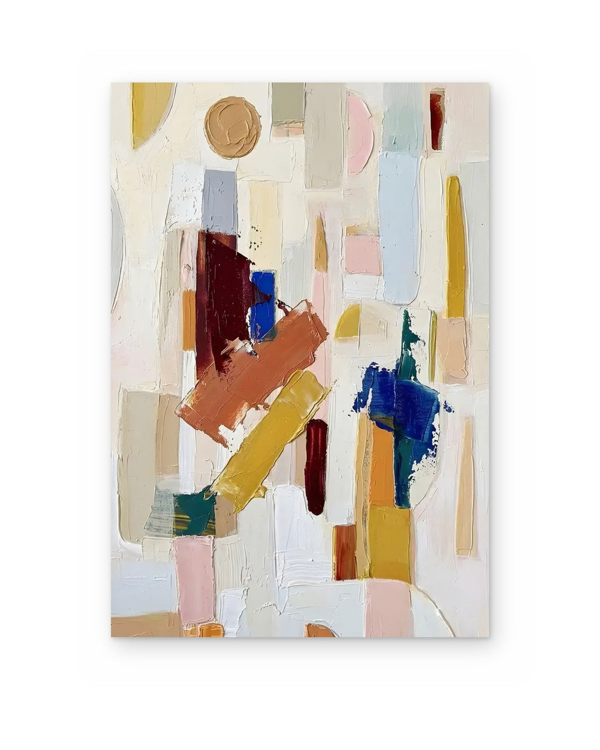 Confetti, textured abstract painting shown straight on