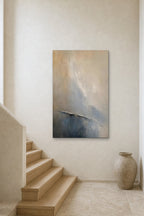 Blue Haze shown at 90 × 130 cm above a stair landing