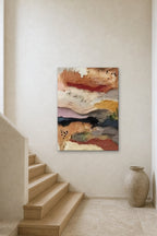 Desert Strata shown at 90 × 130 cm above a stair landing