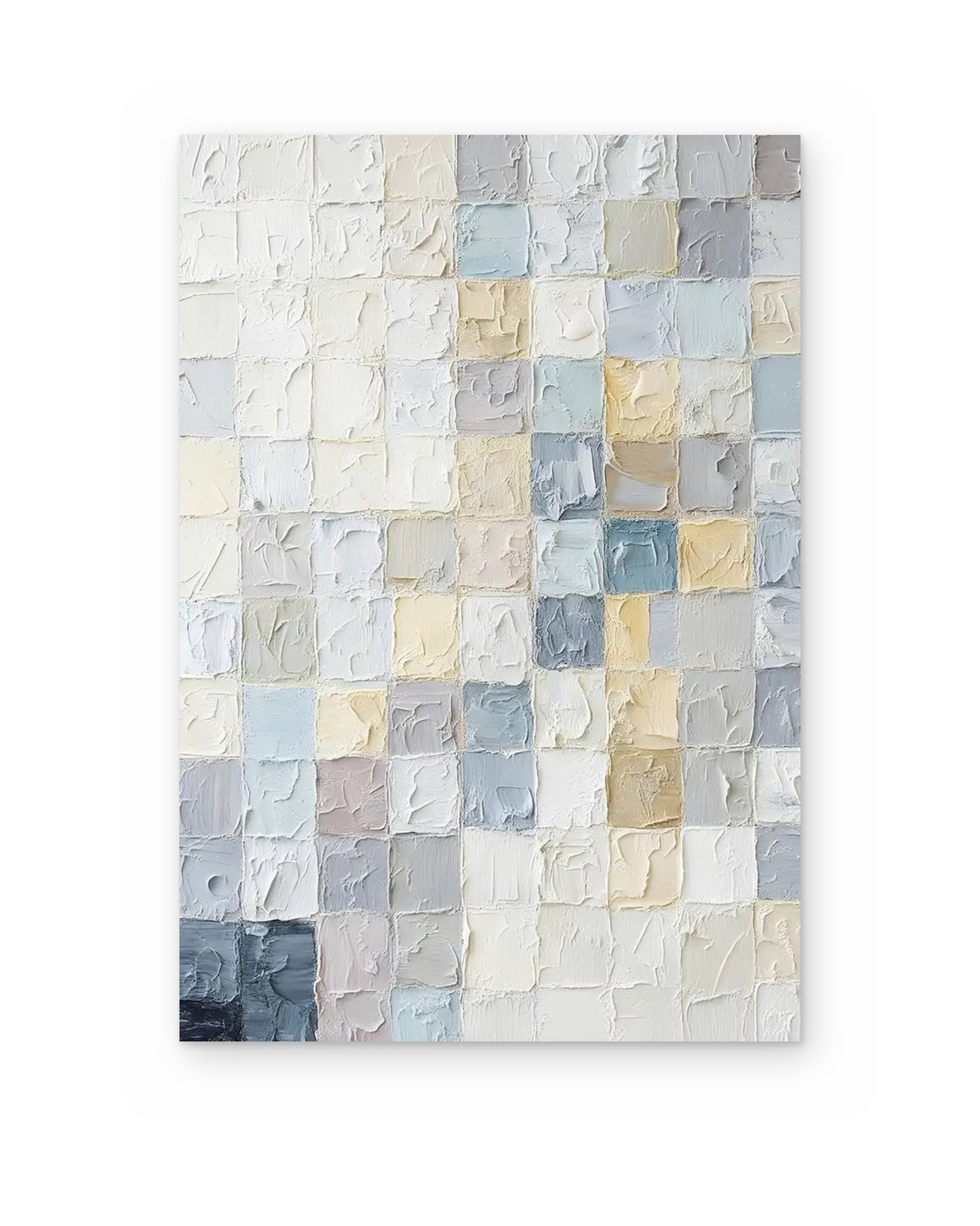 Pastel Mosaic, textured abstract painting shown straight on