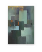 Green Rooms, hand-painted abstract painting shown straight on