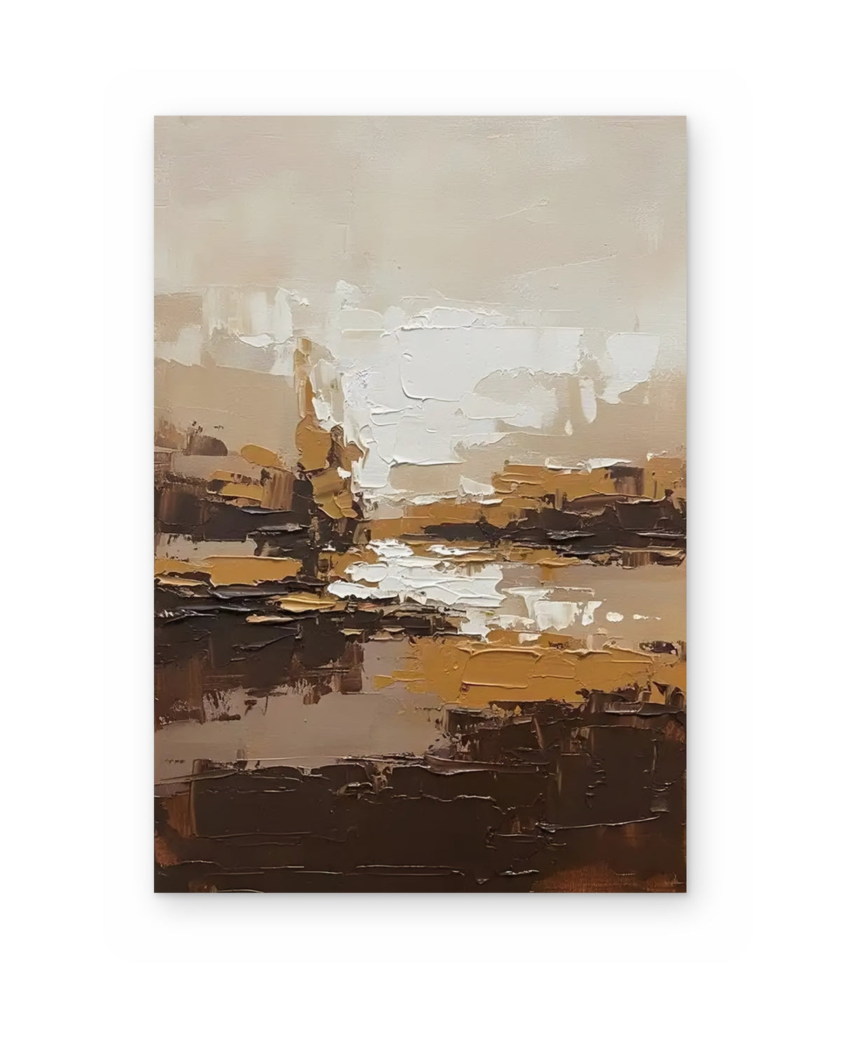 Amber Horizon, atmospheric abstract painting shown straight on
