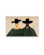 Side by Side, figurative abstract painting shown straight on