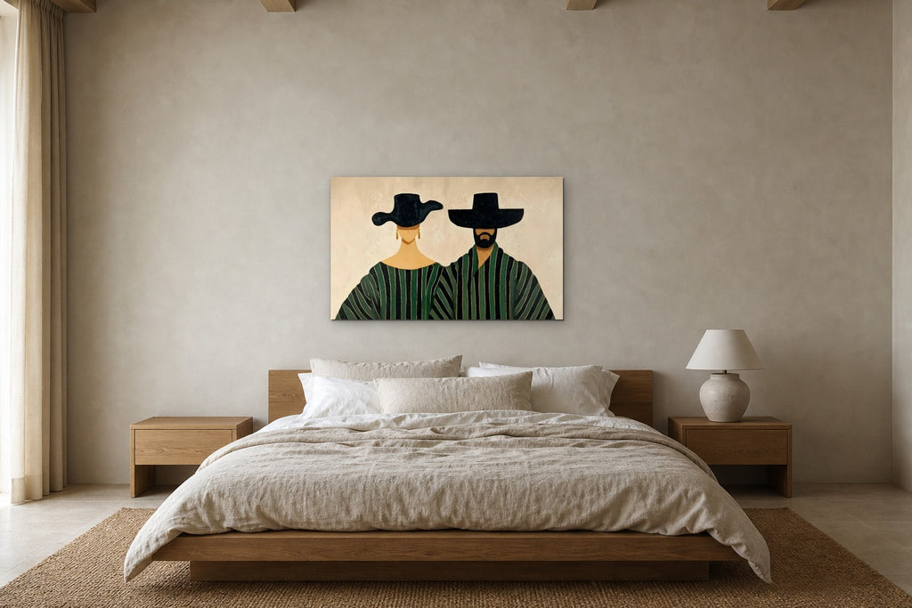 Side by Side shown at 120 × 80 cm above a 180 cm oak bed