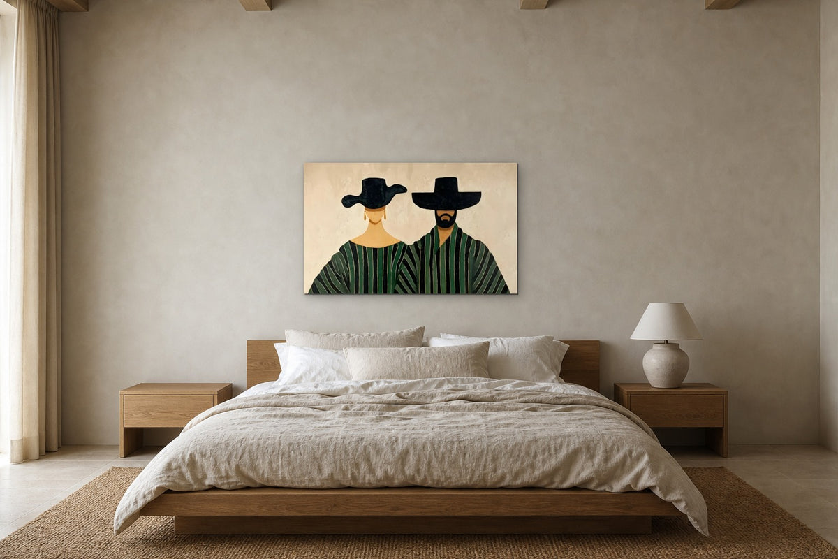 Side by Side shown at 120 × 80 cm above a 180 cm oak bed