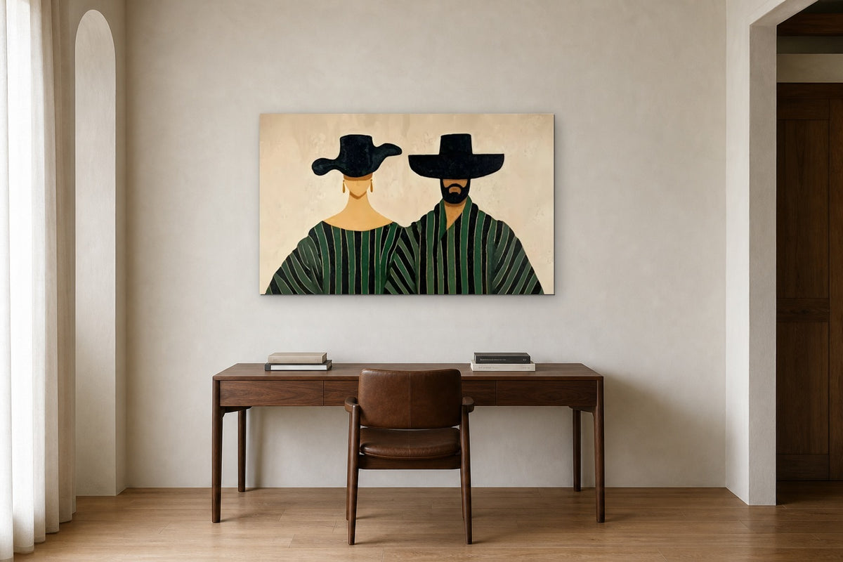 Side by Side shown at 120 × 80 cm above a 160 cm walnut desk