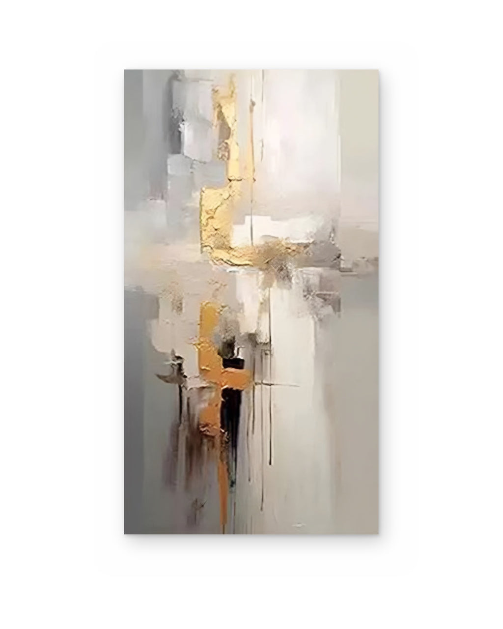 Gold Thread, hand-painted abstract painting shown straight on