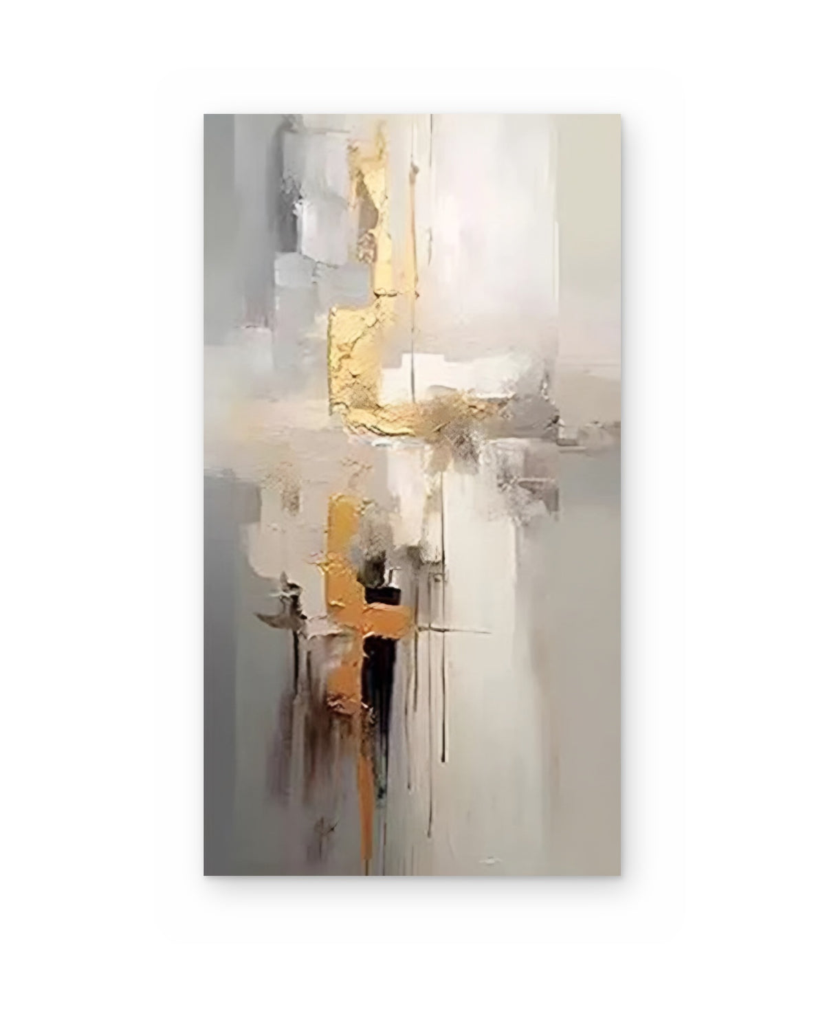 Gold Thread, hand-painted abstract painting shown straight on