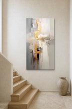 Gold Thread shown at 90 × 150 cm above a stair landing