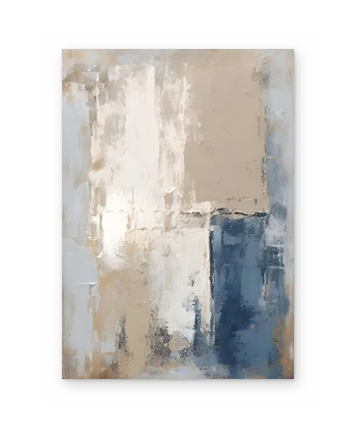 Indigo Corner, hand-painted abstract painting shown straight on
